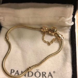 14k Pandora Bracelet & Safety Chain